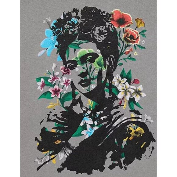 Frida-Kahlo Size Medium Sweatshirt Women’s Sleeve Gray Taupe. New With Tags - Picture 4 of 5